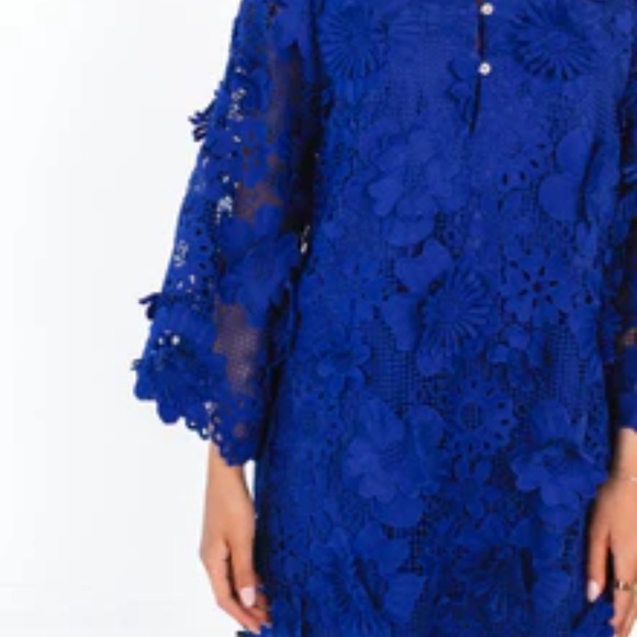 Elegant Blue Lace Dress - Picture 9 of 16